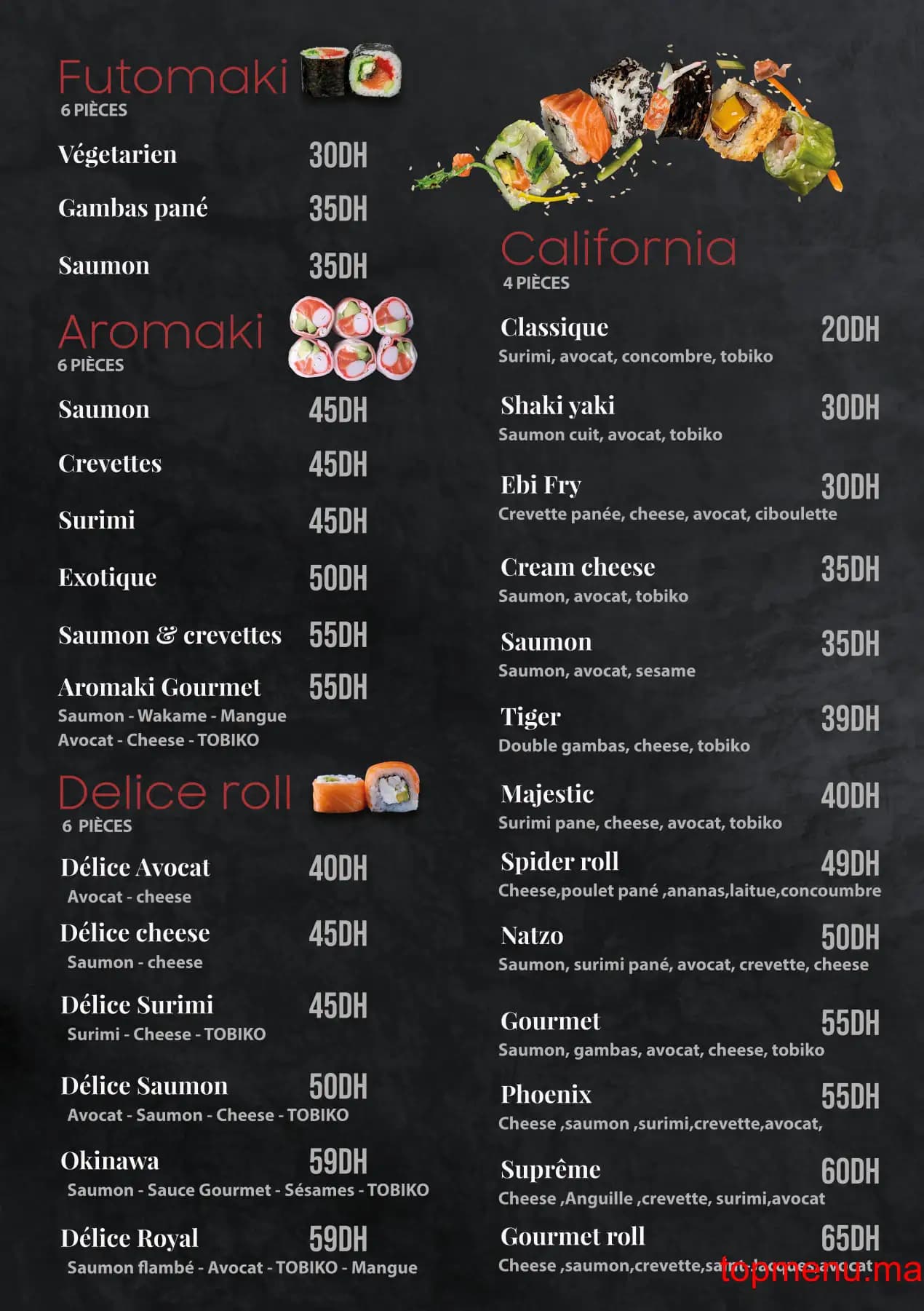 Restaurant Sushi gourmet menu page 3 Sushi gourmet menu page 3