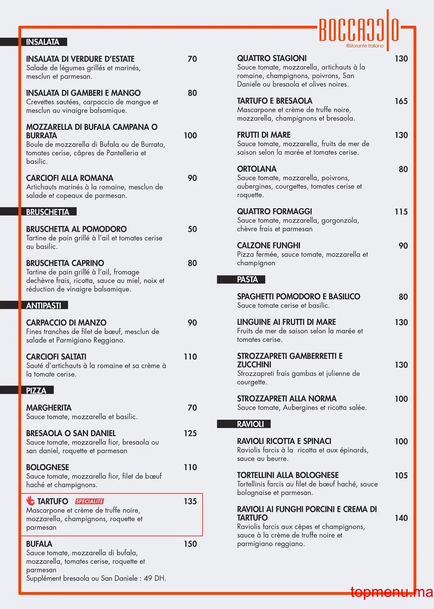 Restaurant Boccaccio menu page 2 Boccaccio menu page 2