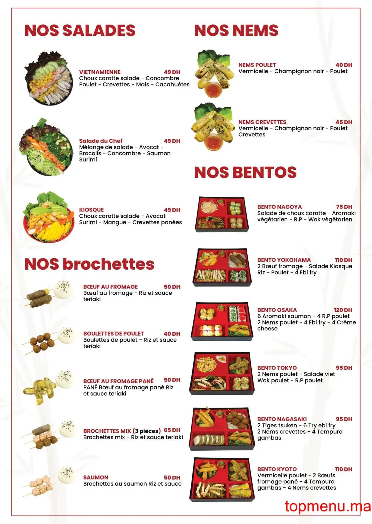 Restaurant Sushi Kiosque menu page 1 Sushi Kiosque menu page 1