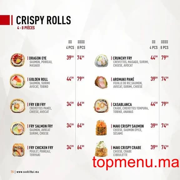 Restaurant Sushi thai menu page 11 Sushi thai menu page 11