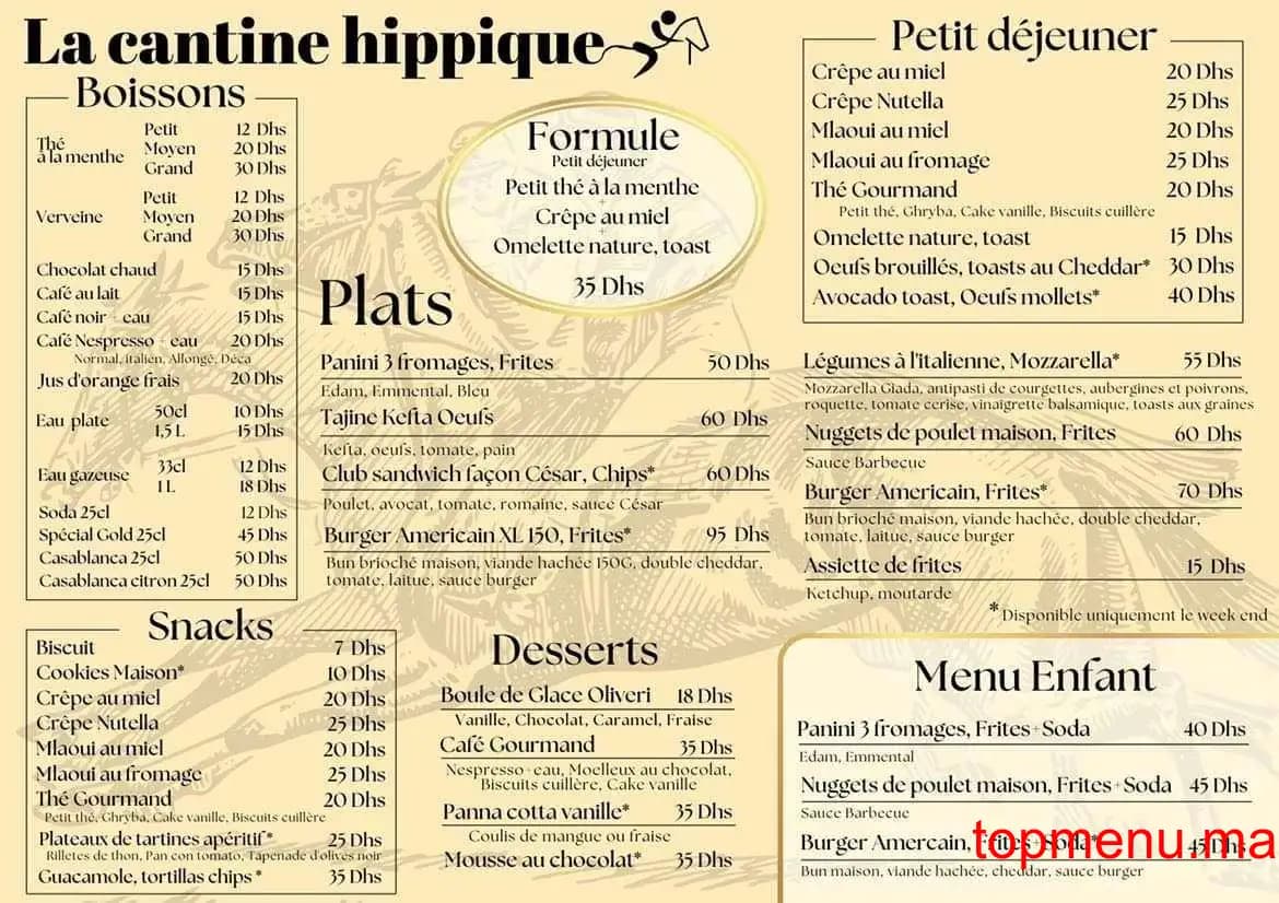 Restaurant La cantine hippique menu page 1 La cantine hippique menu page 1