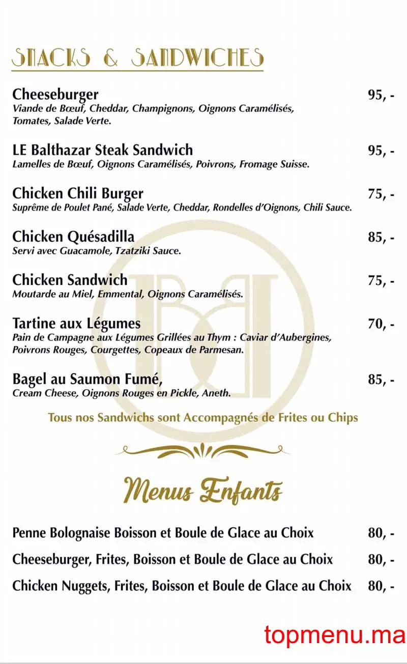 Restaurant Café Balthazar menu page 6 Café Balthazar menu page 6