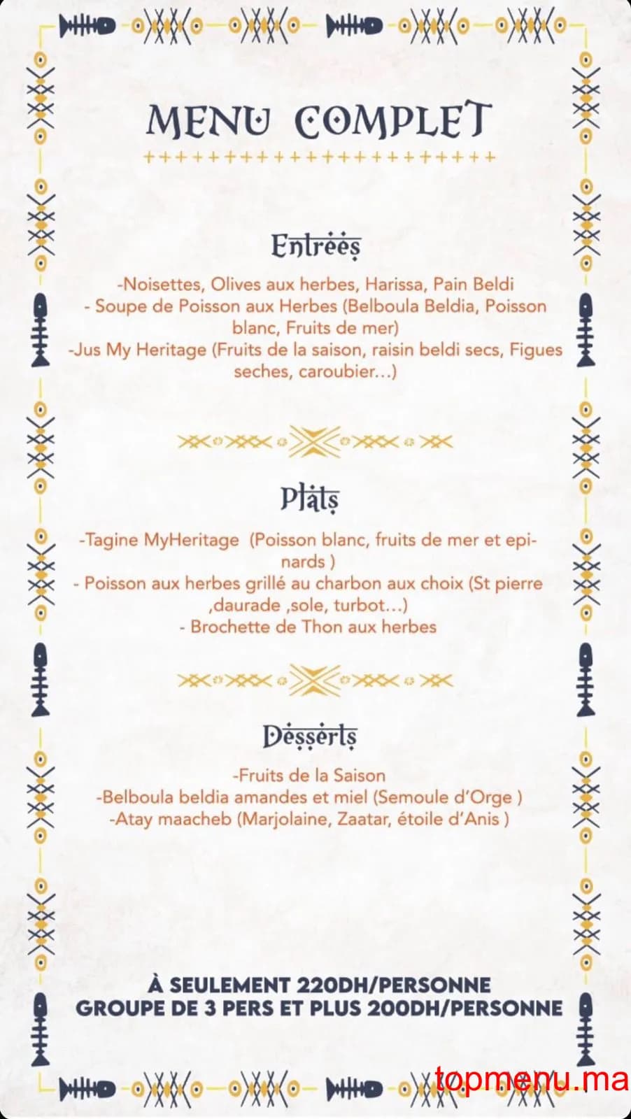 Restaurant My heritage menu page 1 My heritage menu page 1