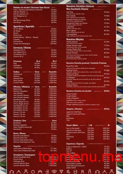 Restaurant La Bodéga de Casablanca menu page 2 La Bodéga de Casablanca menu page 2