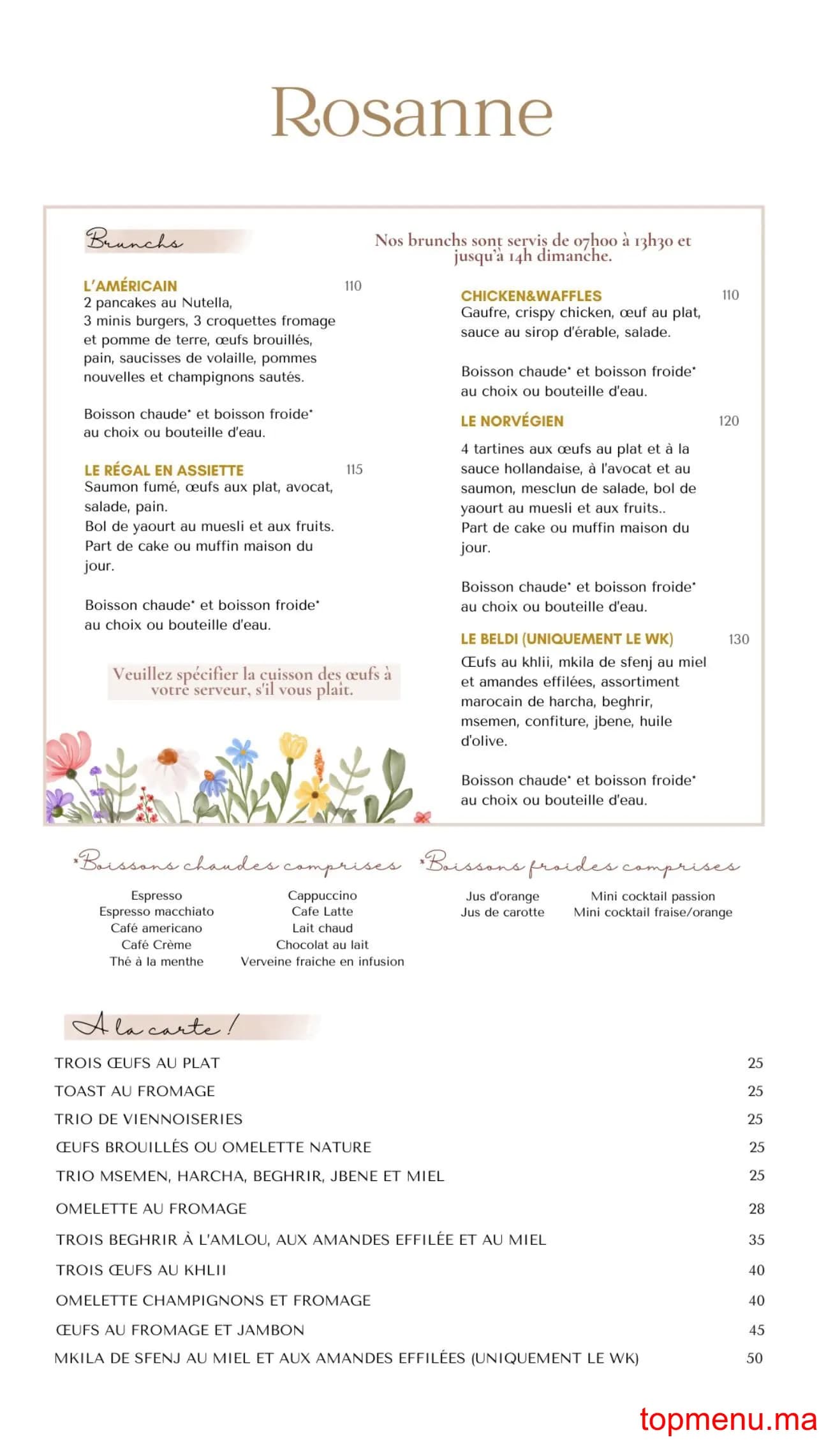 Restaurant Rosanne menu page 2 Rosanne menu page 2