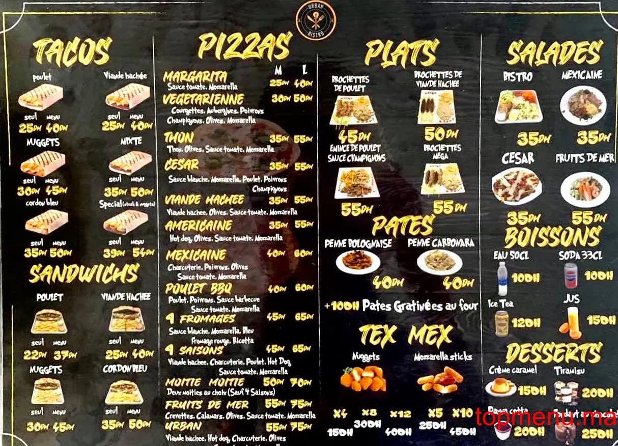 Restaurant Urban Bistro menu page 2 Urban Bistro menu page 2