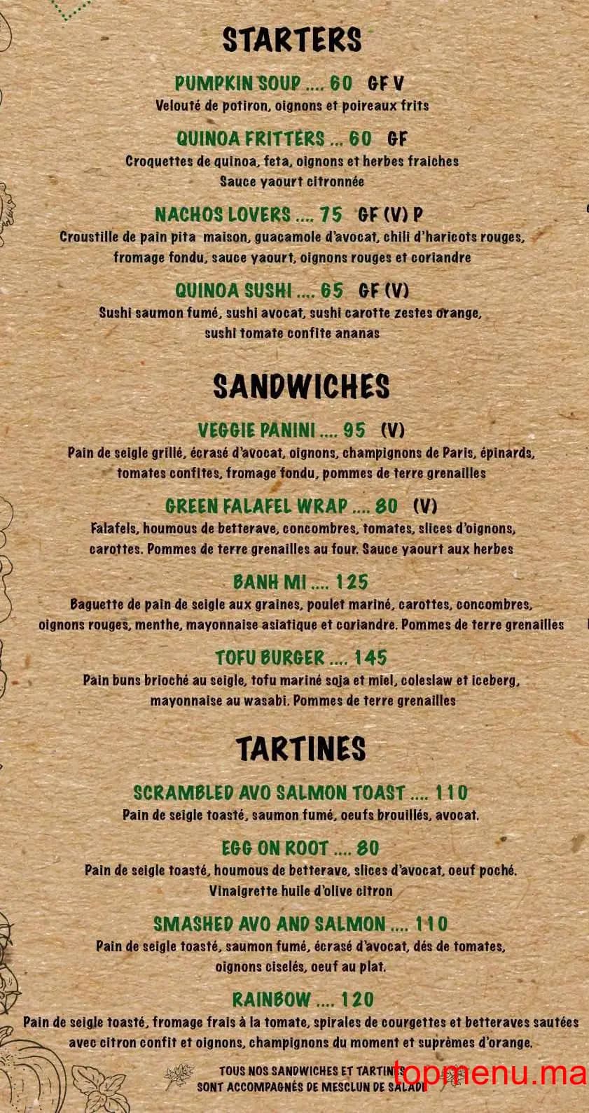 Restaurant Organic Kitchen menu page 2 Organic Kitchen menu page 2