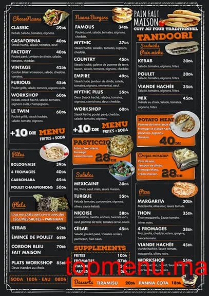 Restaurant WorkShop menu page 1 WorkShop menu page 1