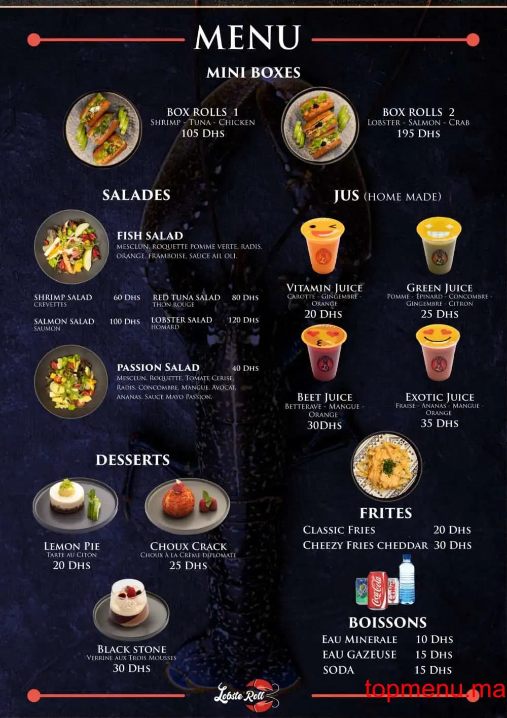 Restaurant Lobsteāroll menu page 2 Lobsteāroll menu page 2