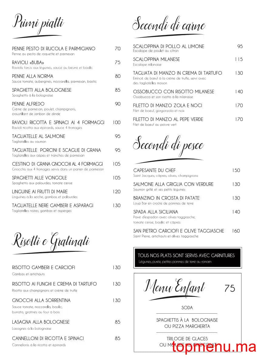 Restaurant Bacco e venere menu page 2 Bacco e venere menu page 2