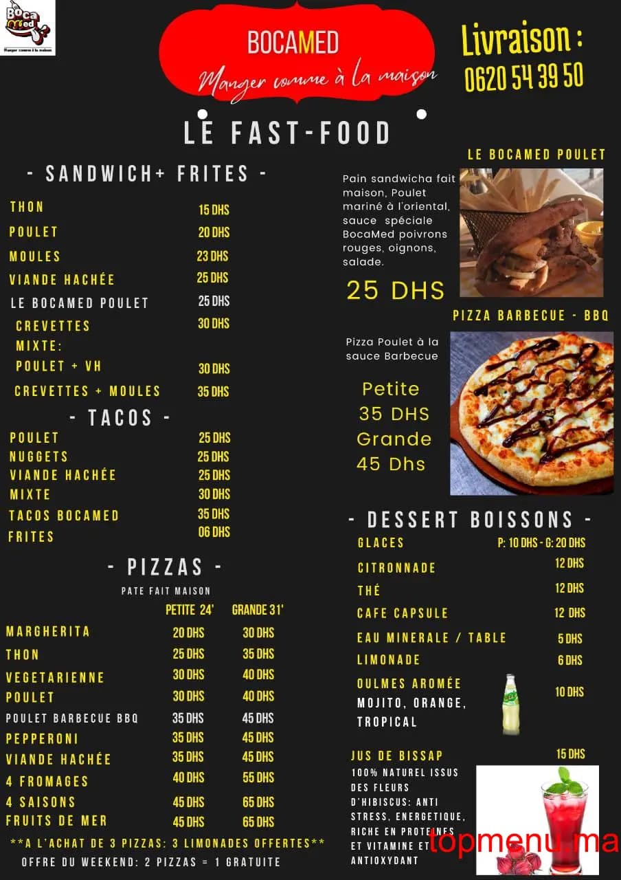 Restaurant BocaMed menu page 1 BocaMed menu page 1