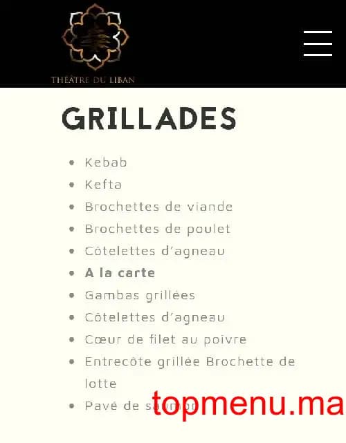 Restaurant Théâtre du Liban menu page 3 Théâtre du Liban menu page 3