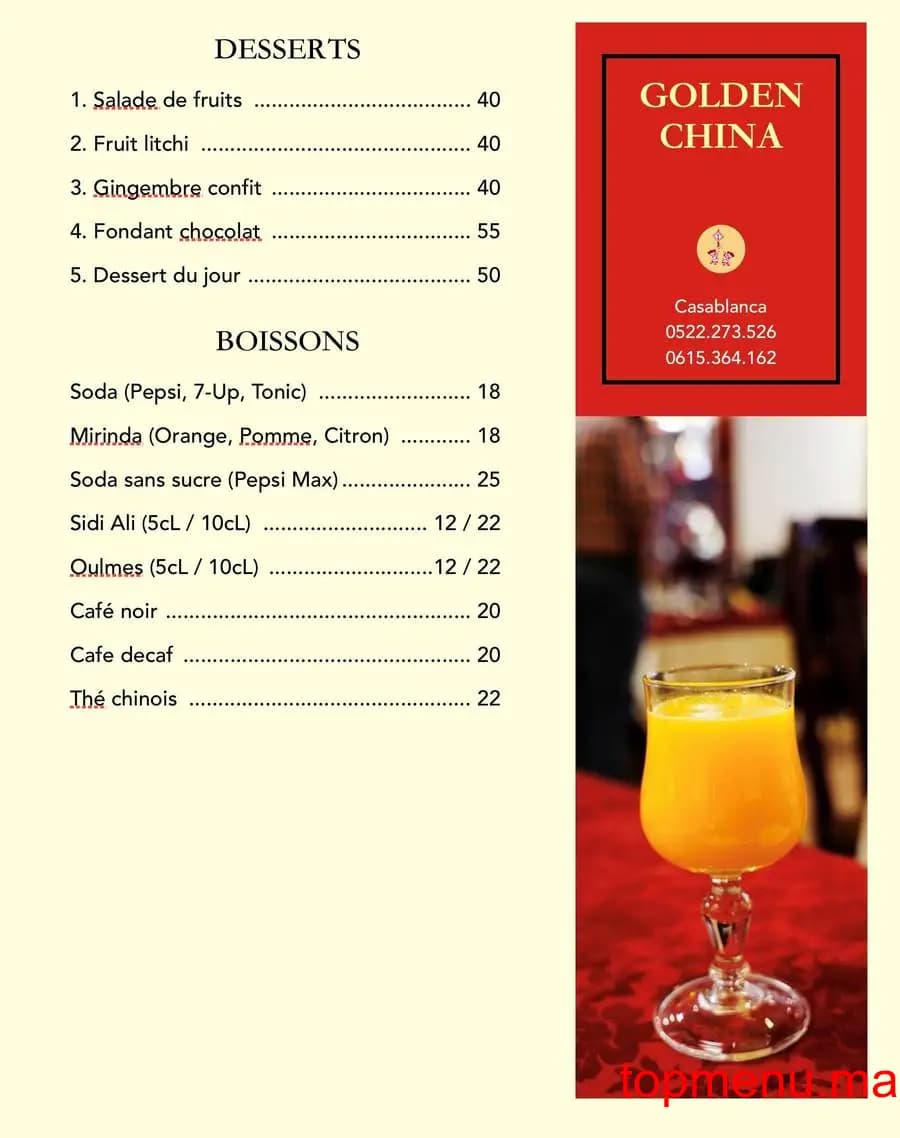 Restaurant Golden China menu page 5 Golden China menu page 5
