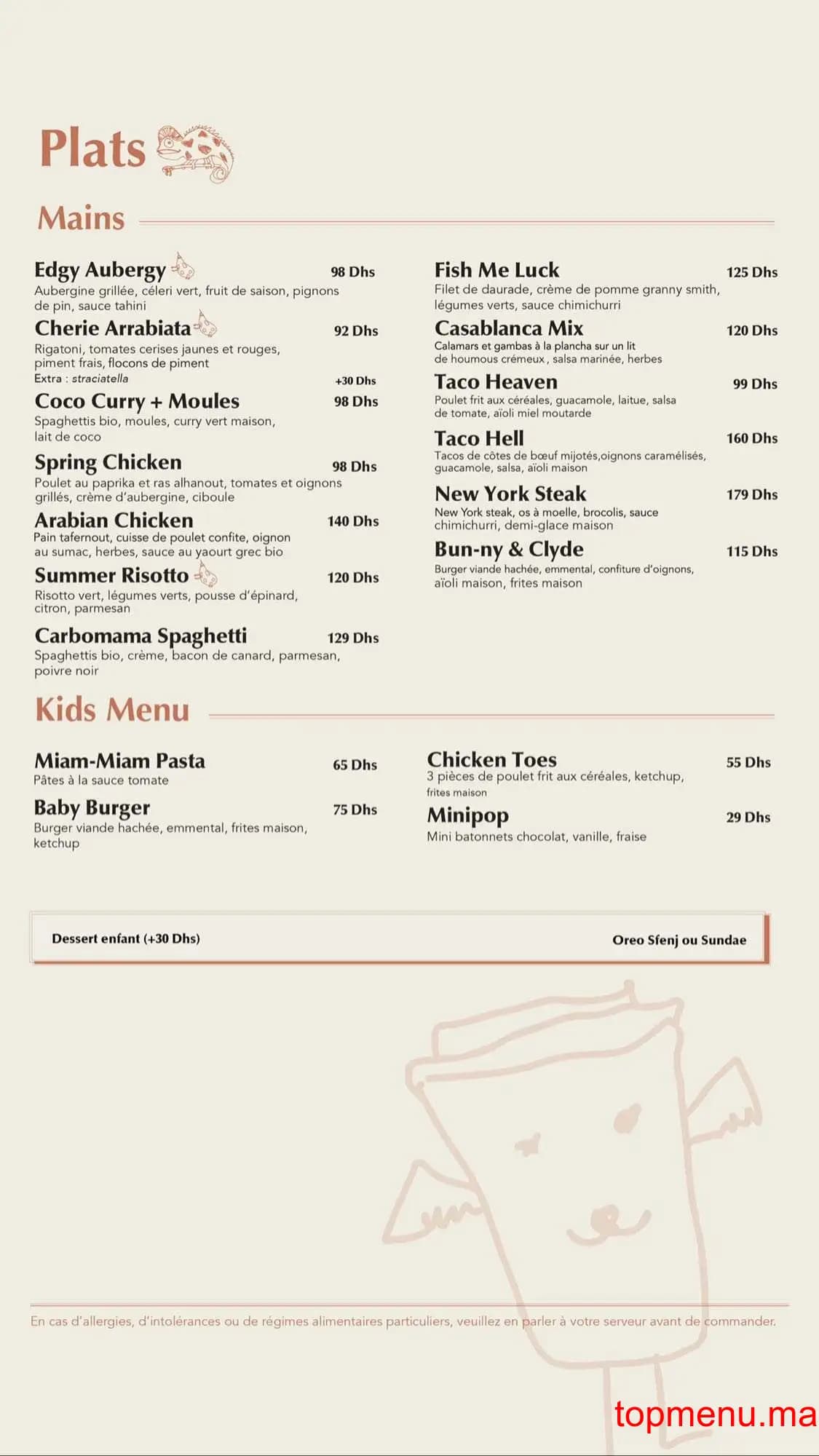 Restaurant Milk and Honey menu page 2 Milk and Honey menu page 2