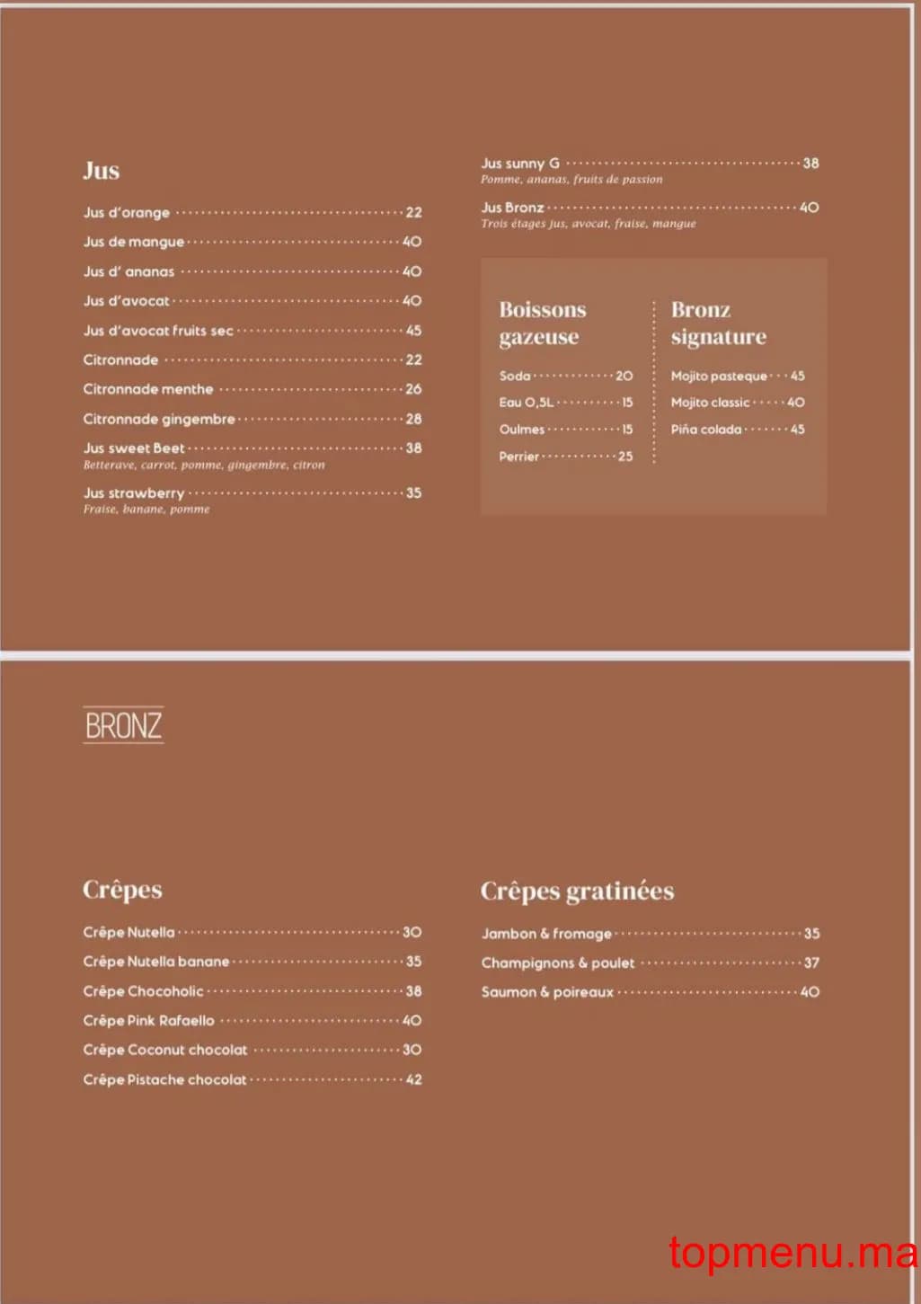 Restaurant Bronz menu page 3 Bronz menu page 3