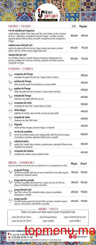 Restaurant dom piri-piri menu page 2 dom piri-piri menu page 2