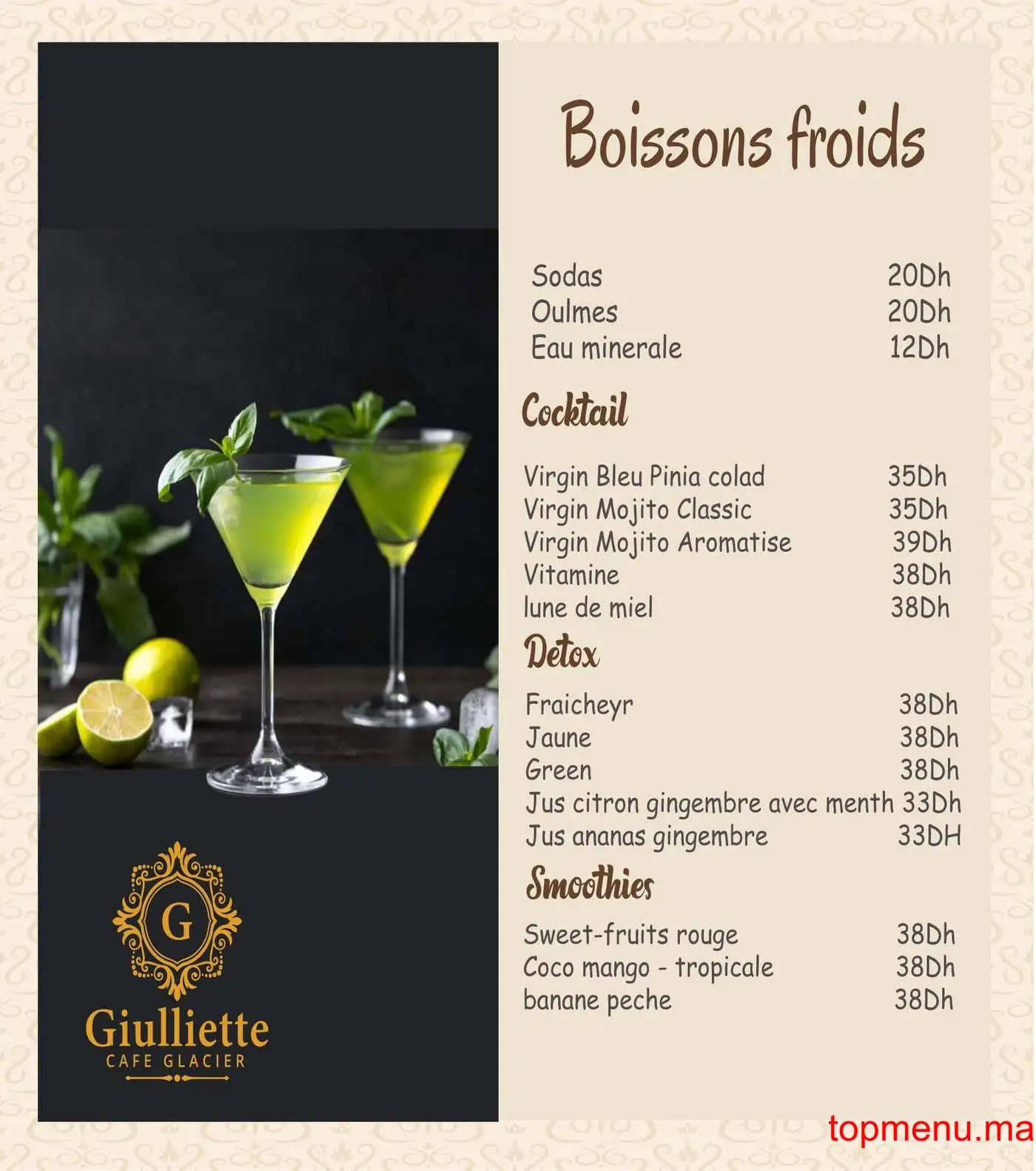 Restaurant Giuliette café glacier menu page 19 Giuliette café glacier menu page 19