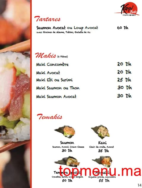 Restaurant kani sushi menu page 1 kani sushi menu page 1