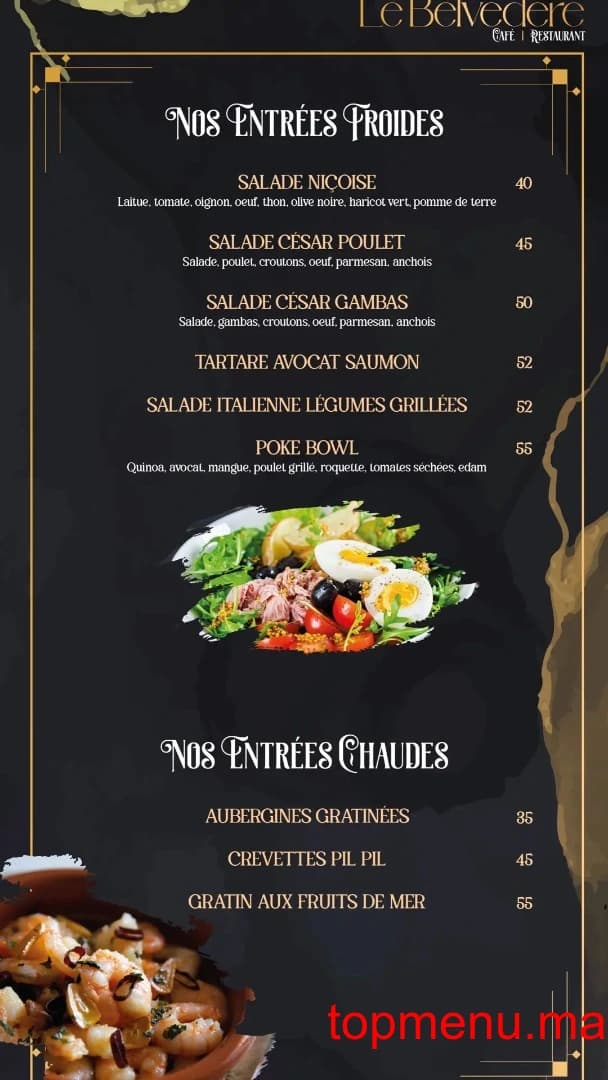 Restaurant Le Belvédère menu page 1 Le Belvédère menu page 1