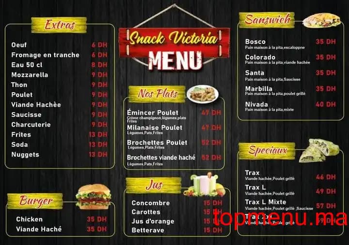 Restaurant Snack victoria menu page 1 Snack victoria menu page 1