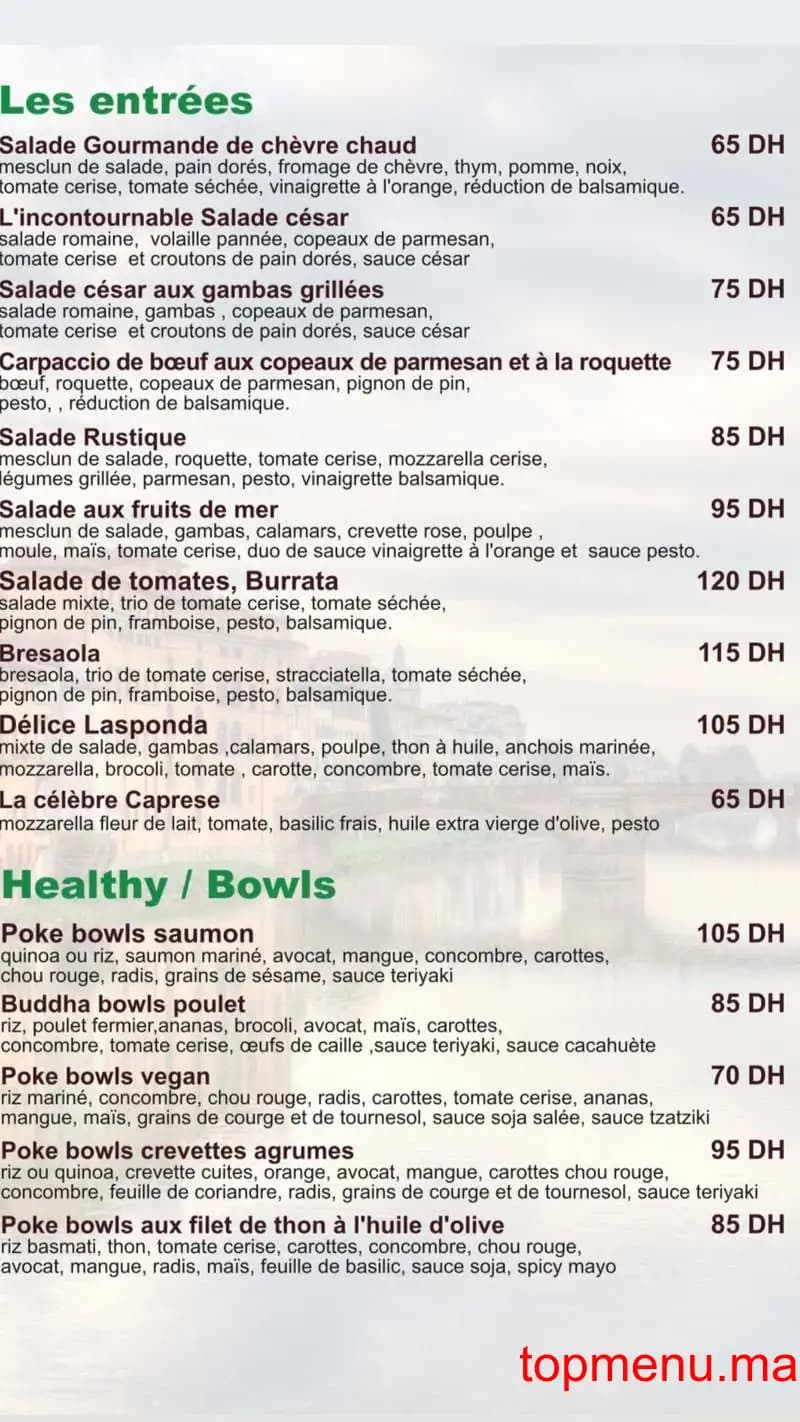 Restaurant Lasponda menu page 1 Lasponda menu page 1