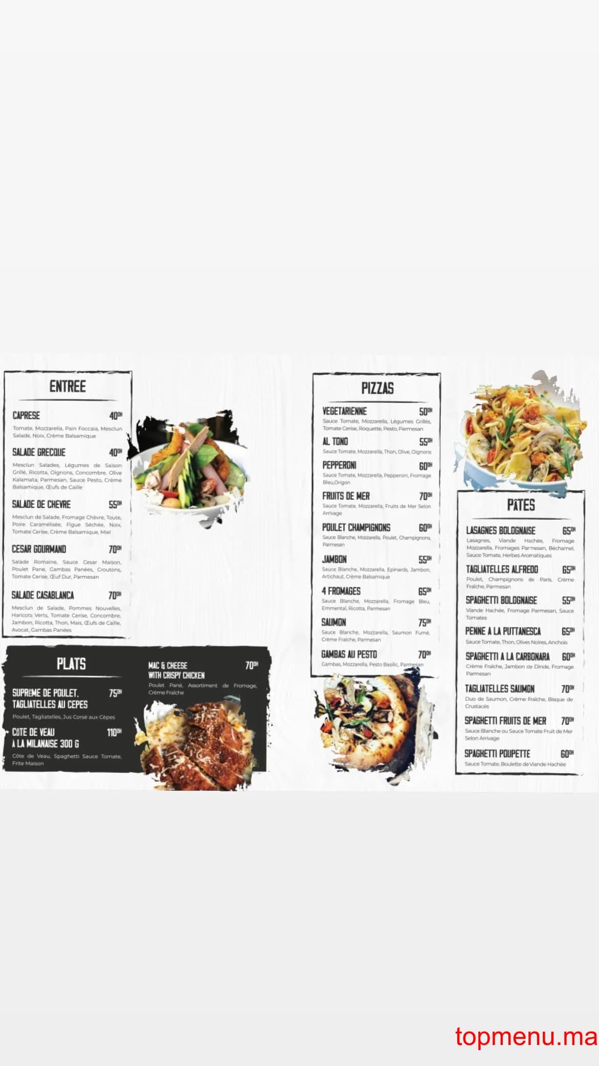 Restaurant Scalini menu page 1 Scalini menu page 1