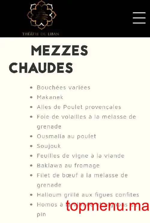 Restaurant Théâtre du Liban menu page 4 Théâtre du Liban menu page 4