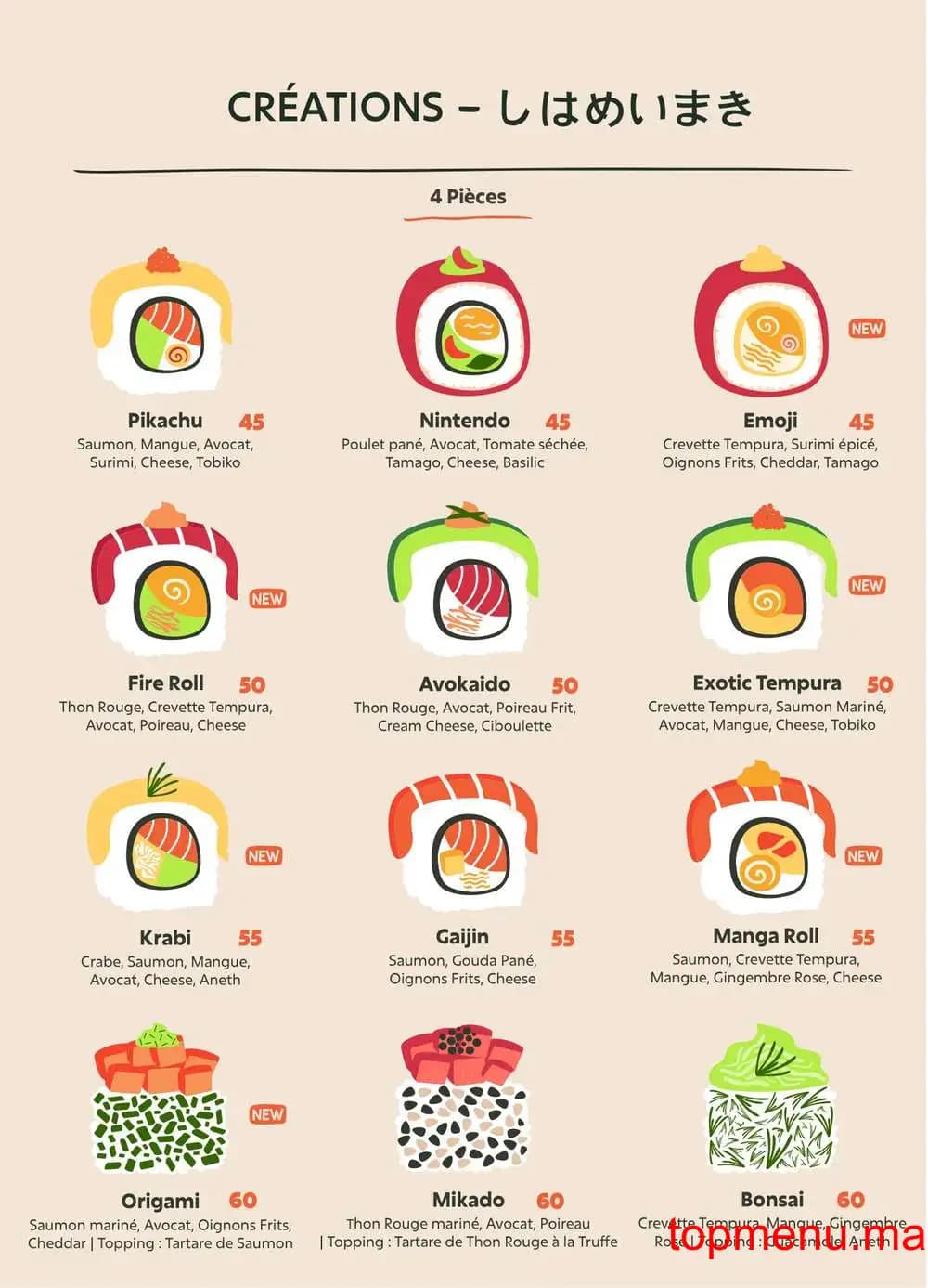 Restaurant Sushi Hiro menu page 10 Sushi Hiro menu page 10