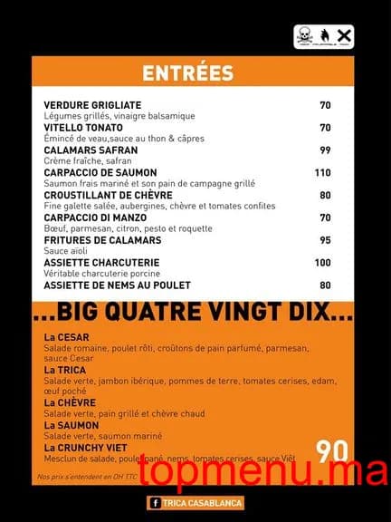Restaurant Le TRICA menu page 2 Le TRICA menu page 2