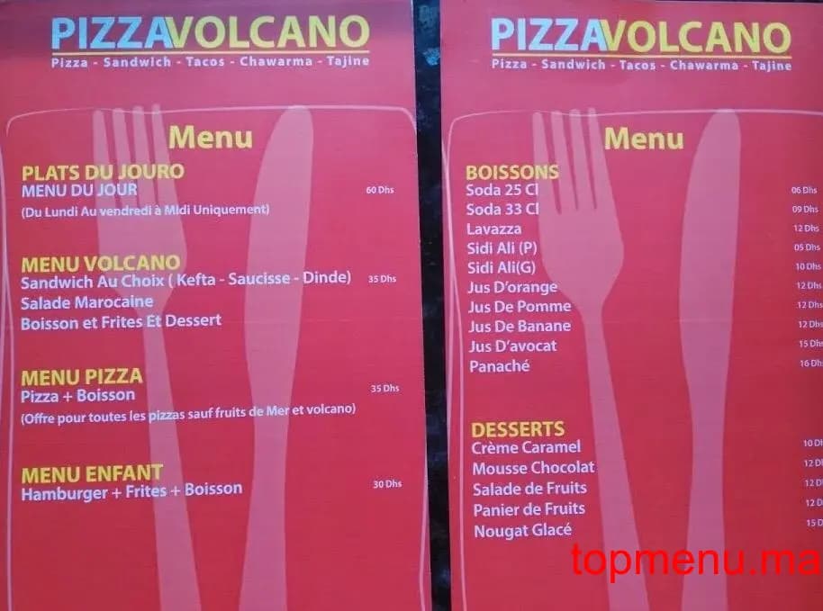 Restaurant Pizza Volcano menu page 3 Pizza Volcano menu page 3