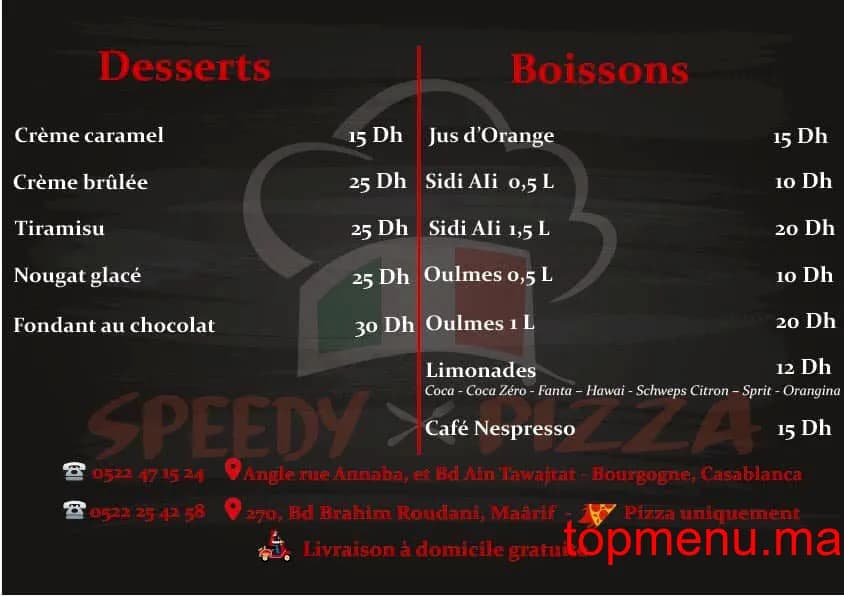 Restaurant Speedy Pizza menu page 5 Speedy Pizza menu page 5