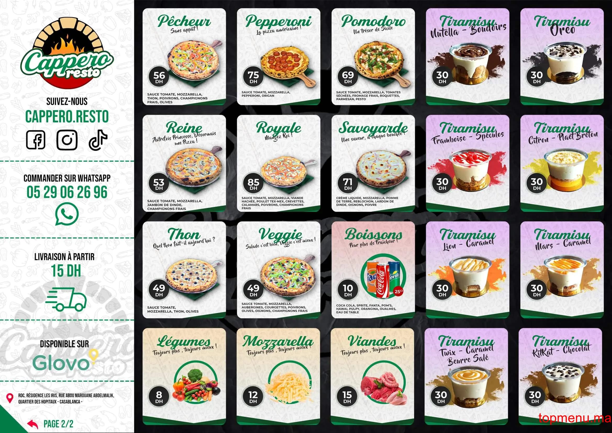 Restaurant Cappero Resto menu page 2 Cappero Resto menu page 2