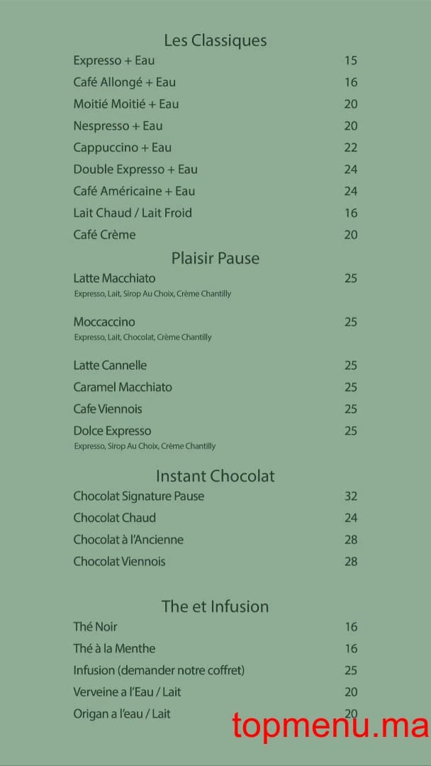 Restaurant Pause Cafe menu page 21 Pause Cafe menu page 21