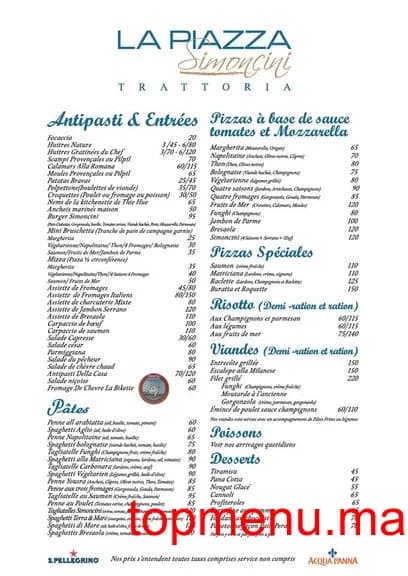 Restaurant La Piazza Simoncini menu page 2 La Piazza Simoncini menu page 2