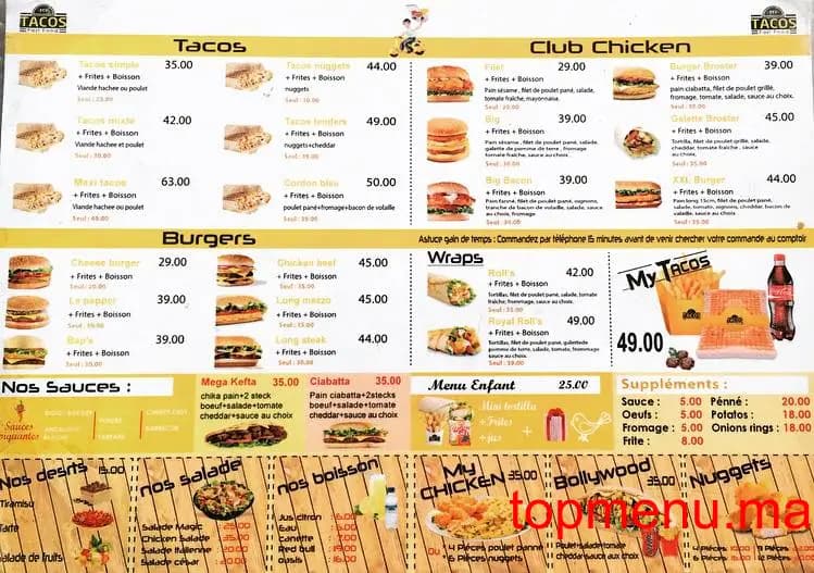 Restaurant My Tacos menu page 1 My Tacos menu page 1