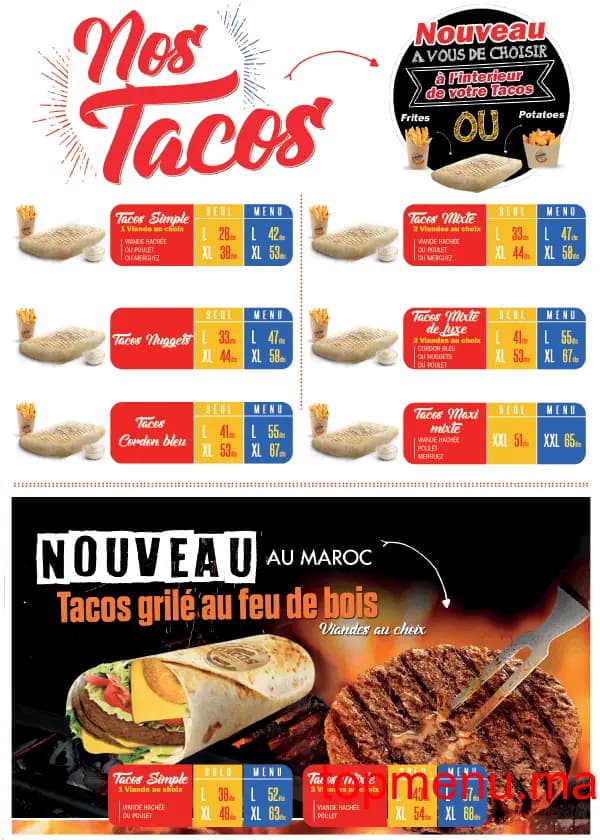 Restaurant Tacos de France menu page 2 Tacos de France menu page 2