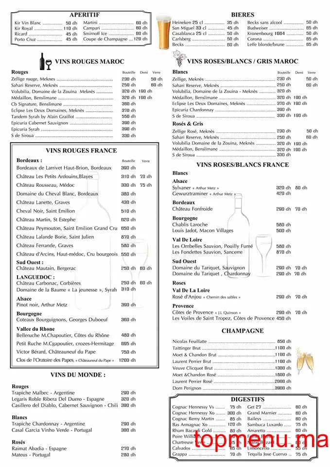 Restaurant La table de la Bavaroise menu page 1 La table de la Bavaroise menu page 1