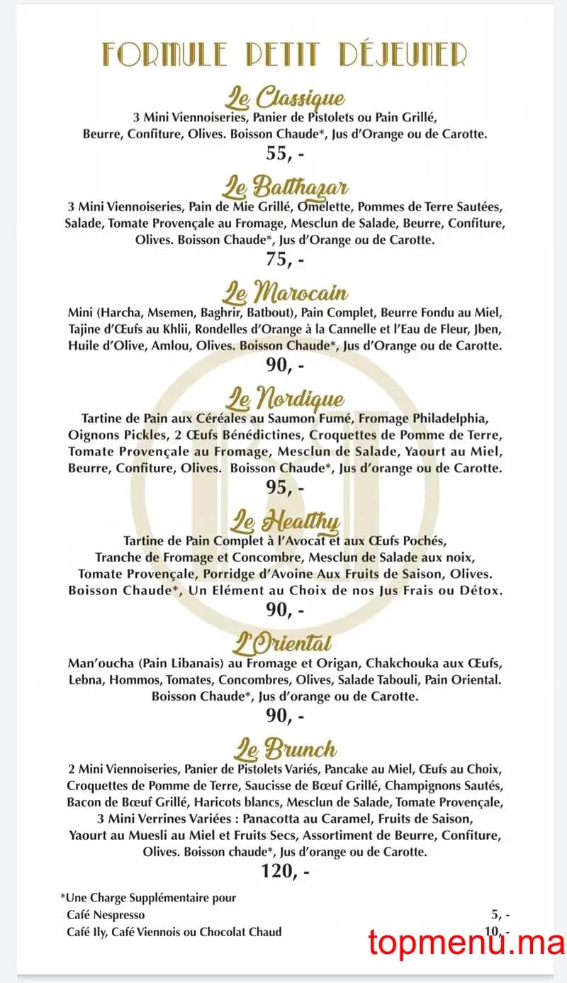 Restaurant Café Balthazar menu page 1 Café Balthazar menu page 1
