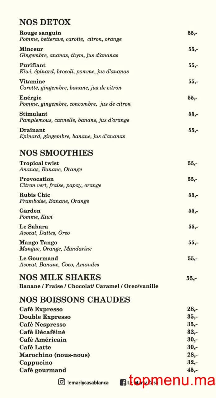 Restaurant Le Marly menu page 1 Le Marly menu page 1