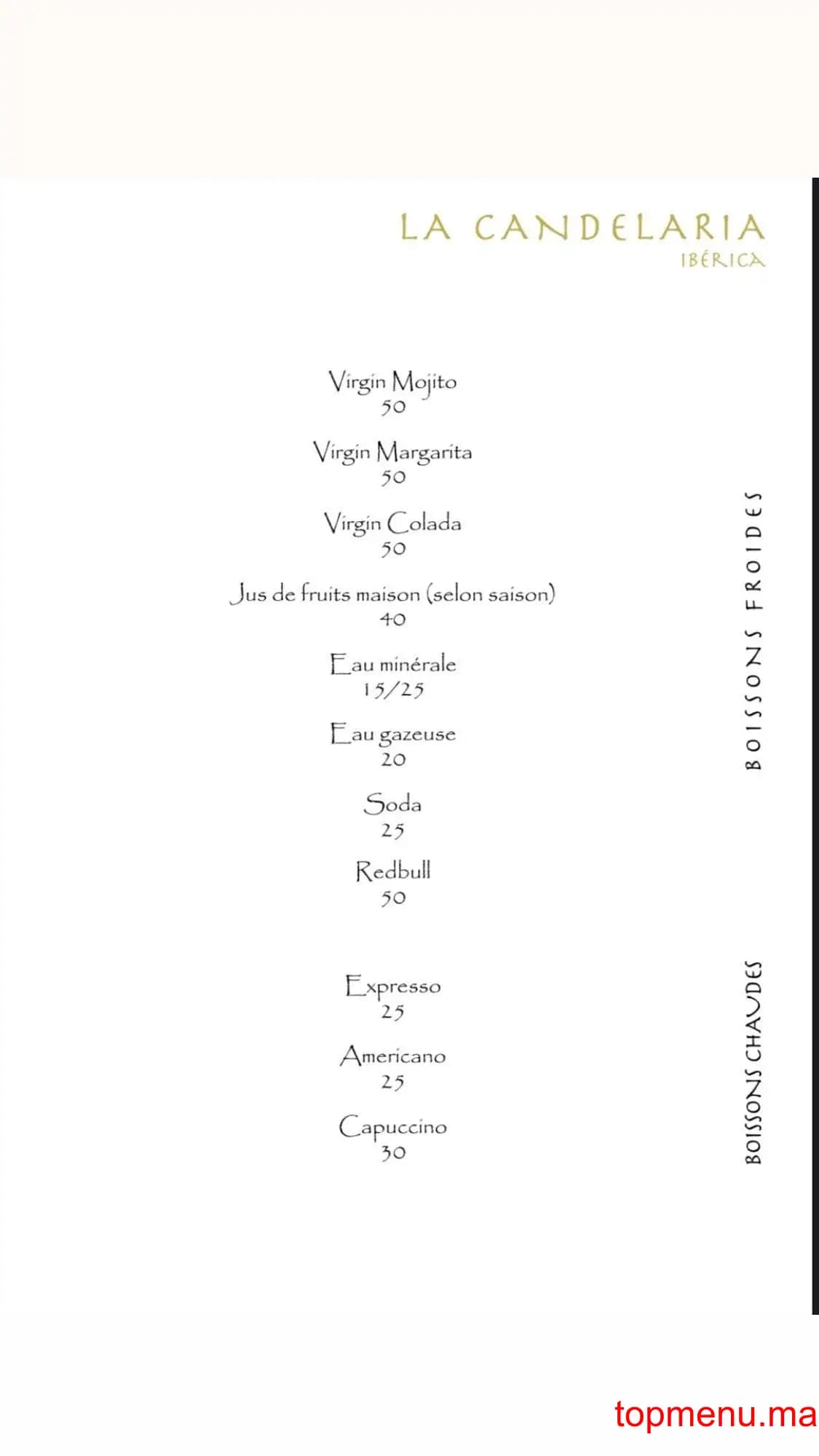 Restaurant La Candelaria menu page 6 La Candelaria menu page 6