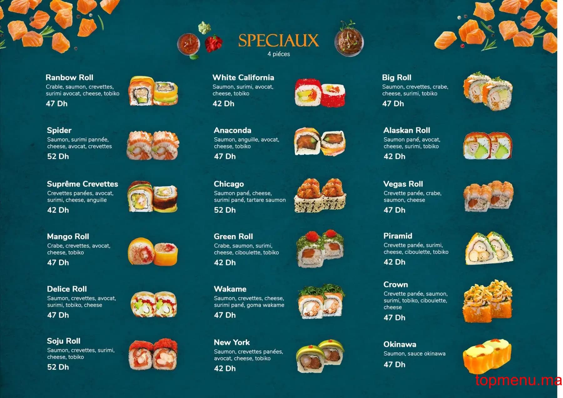 Restaurant Salmon Sushi menu page 7 Salmon Sushi menu page 7