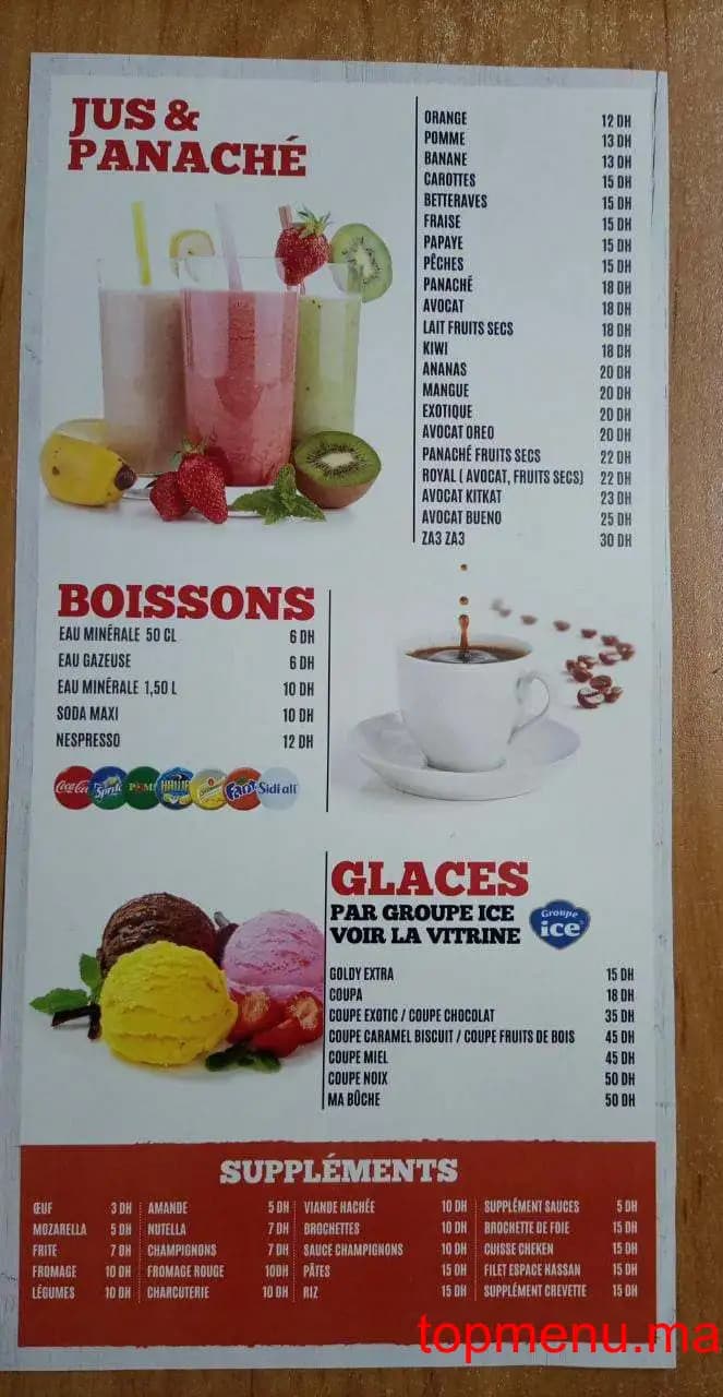 Restaurant Espace Hassan menu page 5 Espace Hassan menu page 5