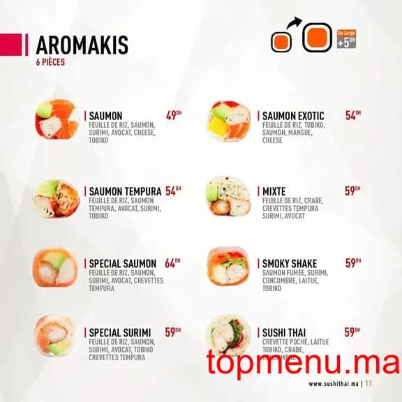 Restaurant Sushi thai menu page 8 Sushi thai menu page 8