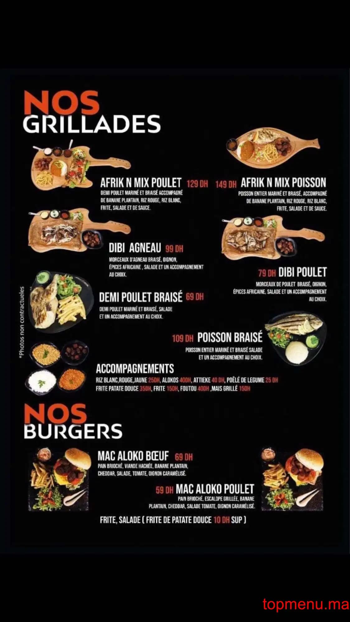 Restaurant Afrik’N’Fusion menu page 8 Afrik’N’Fusion menu page 8