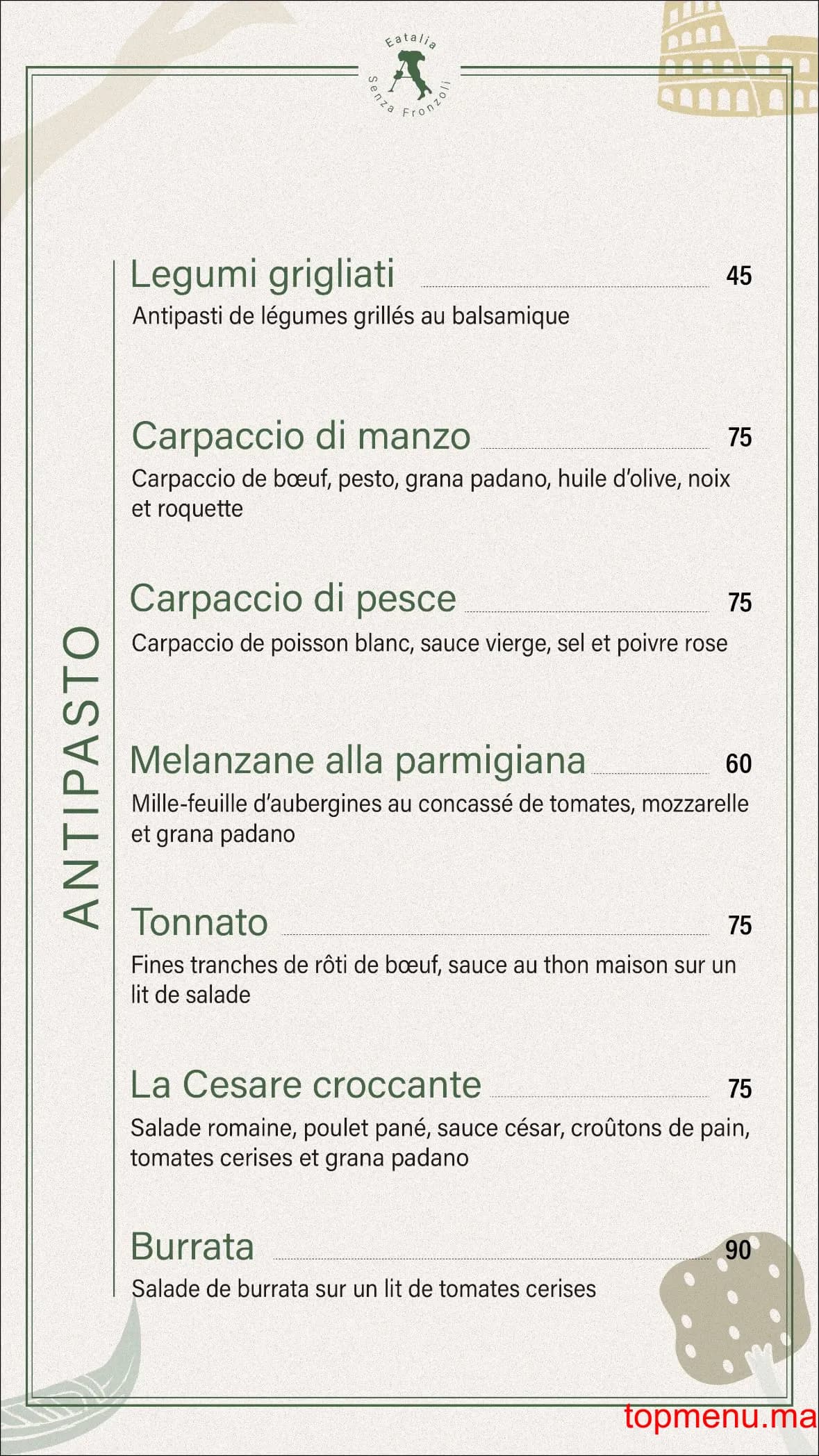 Restaurant Eatliaa menu page 1 Eatliaa menu page 1