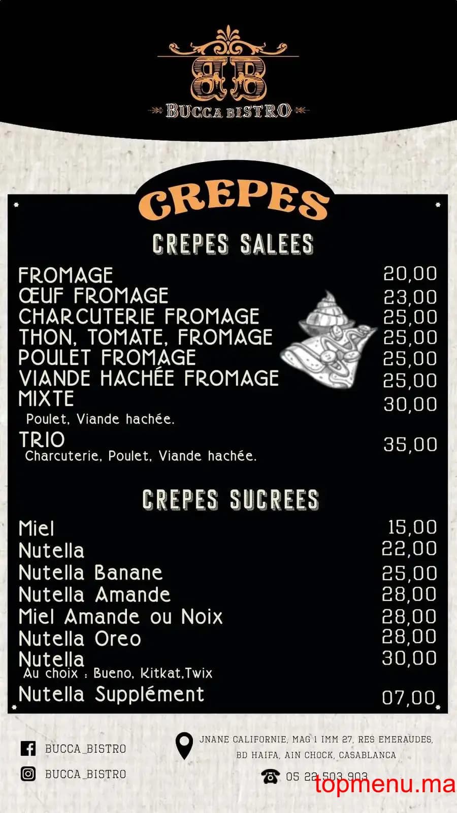 Restaurant Bucca Bistro menu page 4 Bucca Bistro menu page 4