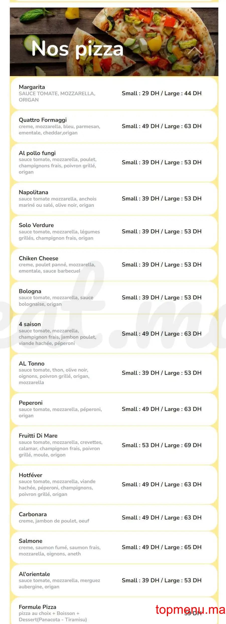 Restaurant Pasta Pino menu page 2 Pasta Pino menu page 2