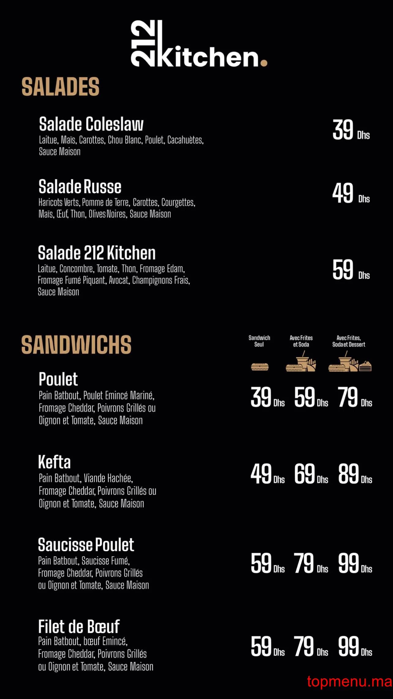 Restaurant 212 Kitchen menu page 2 212 Kitchen menu page 2