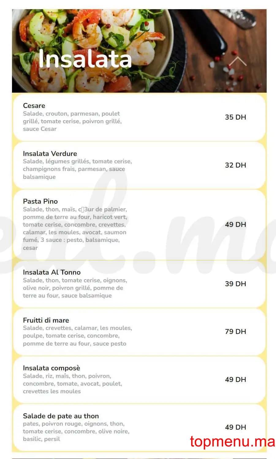Restaurant Pasta Pino menu page 1 Pasta Pino menu page 1