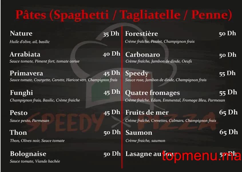Restaurant Speedy Pizza menu page 4 Speedy Pizza menu page 4